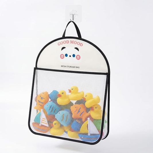 Good Mood Toddler Bath Toy Organizer, Large Capacity Baby Bathtub Toy Storage with Adhesive Hooks, Toy Organizers and Storage for Bath Toys, Bath Toy Holder Kids Bathroom Decor