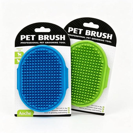 2Pack Dog Bath Brushes, Dog Grooming Brush Pet Bath Brush Scrubber Pet Shampoo Brush Soothing Massage Rubber Comb with Adjustable Ring Handle for Wet Dry Long Short Haired Dogs and Cats