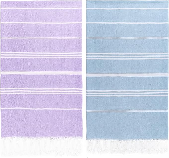 Aegero 2 Packs Turkish Beach Towel, 36"x71" Quick Dry Sand Free Oversized Bath Pool Swim Towel, Lightweight Travel Turkish Towels Vacation Essentials