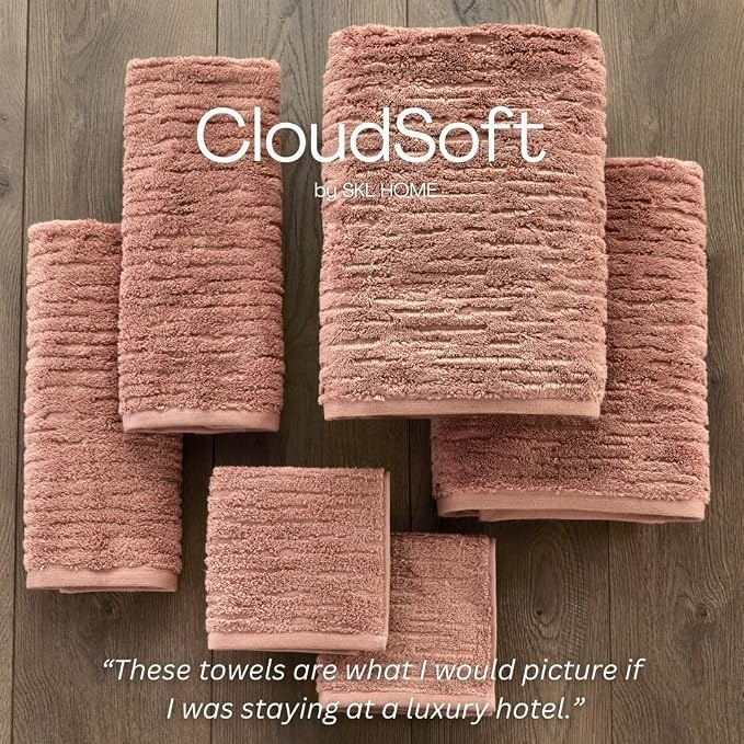 SKL Home CloudSoft Cotton Luxury 4-Piece Washcloth Set, Clay
