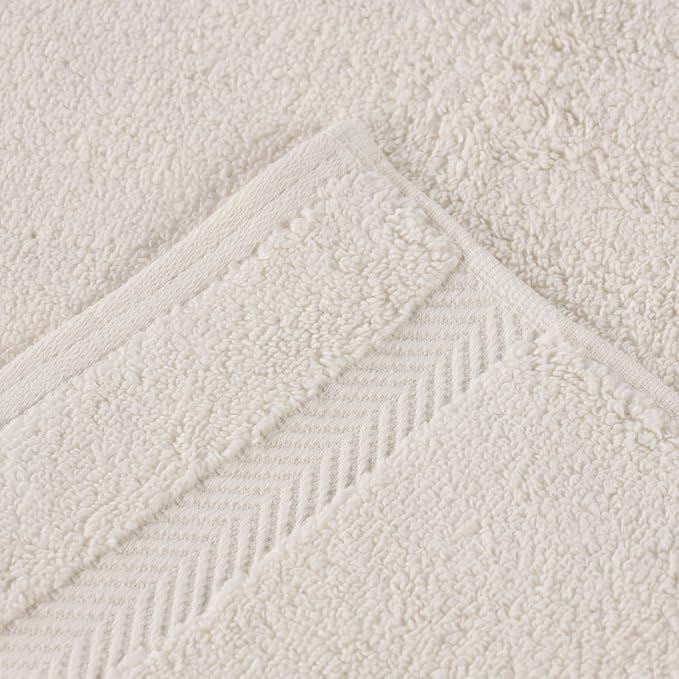 Superior Cotton Face Towel/Washcloth Set, Small Facial Towels, Spa, Hotel, Guest, Home, Bathroom Basics, Plush Soft Absorbent, Luxury Quick Drying, Zero Twist Collection, Set of 12, Ivory