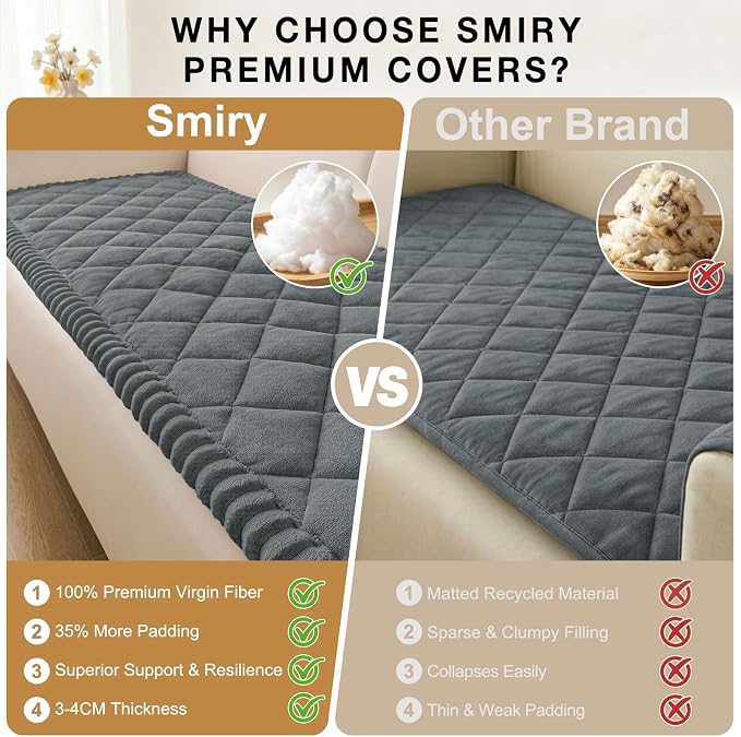 Smiry Couch Cover for Dogs, Non Slip Washable Pet Sofa Protector for Large Dogs, Cats, Fuzzy Plush Sofa Covers for Sectional Sofa, Against Fur, Dirt & Scratch Resistant, Dark Grey, 43"×63"