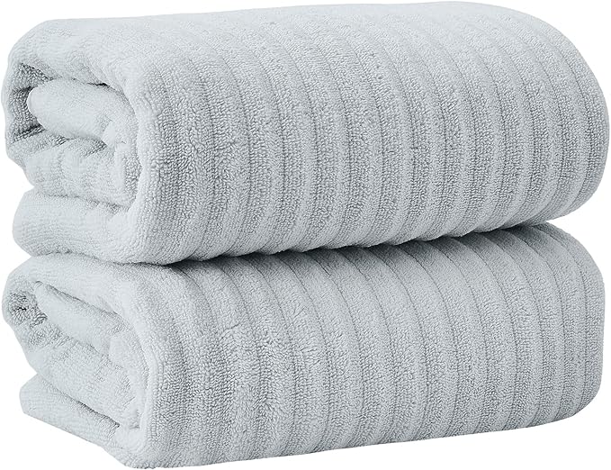 Great Bay Home 2 Pack Bath Sheet Set - 100% Cotton Towel Set - Absorbent & Quick-Dry Towels for Bathroom (Light Blue)