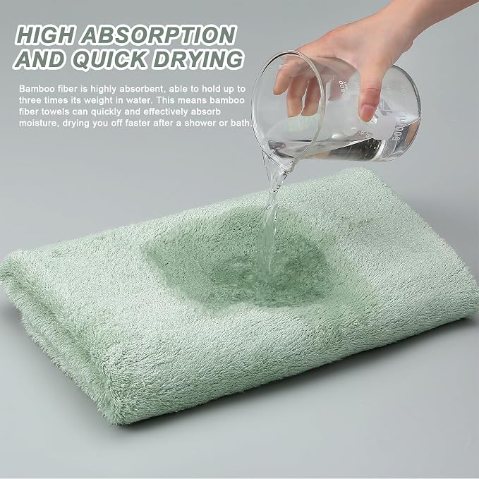 Aibaser Bath Towels - Natural, Ultra Absorbent Towels for Bathroom, Travel, Gym, Shower and Spa (2 Piece Set) (Green, 35 in x 70 in)