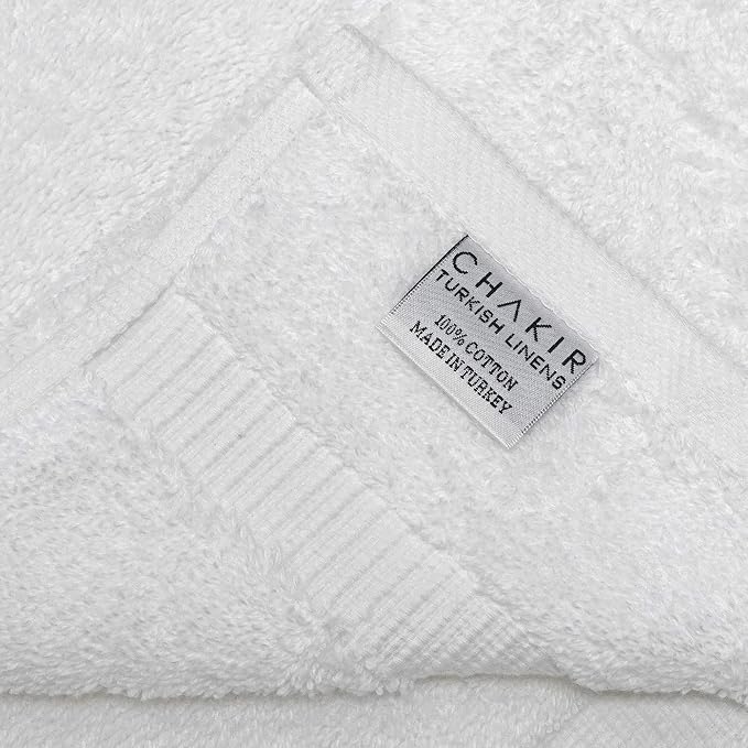 Chakir Turkish Linens 6 Piece Washcloth Set, 100% Cotton Turkish Washcloths for Bathroom, Luxury Soft Absorbent Face Towels, 13 x 13 Inches, White