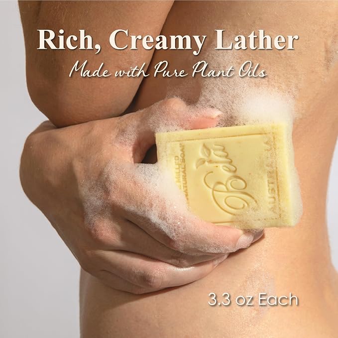 BELA Almond Soap 3.3 OZ Pack of 12, French Triple Milled Bar Soap with Organic Shea Butter, Hand, Face and Body Wash Bar Made in Australia