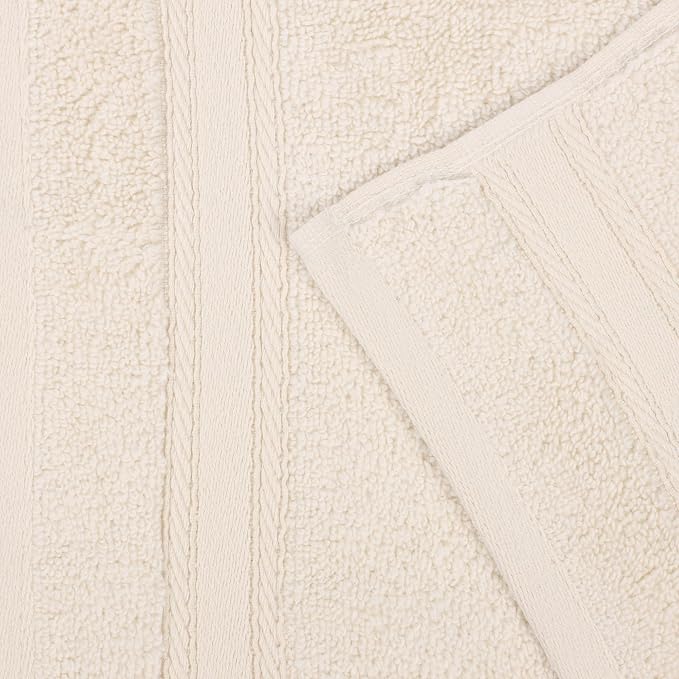 Superior Belmont Zero Twist Cotton Medium Weight Towels, for Guest Bath, Bathroom, Shower, Spa, Plush, Quick Dry, Ultra-Soft Towels, Bath Essentials, Thick Border, 3 Piece Assorted Towel Set, Ivory