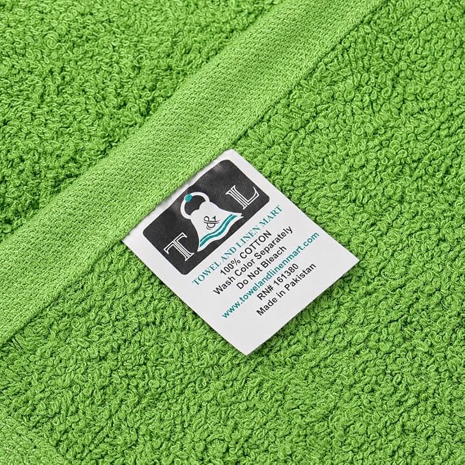 Towel and Linen Mart Cotton White 6 Pack Bath Towel Set,Quick Dry,Absorbent,Light Weight, Soft Feel, Premium Towels for Hotel, Spa and Bathroom (24 x 48) (Green, 24 X 48 6 Pack)