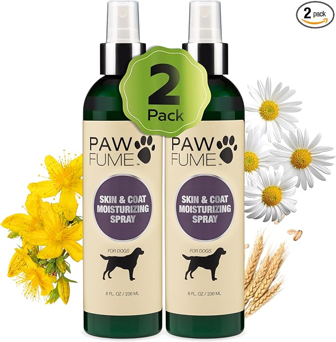 PAWFUME Skin & Coat Detangler Spray for Dogs, 2-Pack – Soothe Dry, Itchy Coats Quickly – Non-Toxic Chamomile & Oat Formula, Essential Fatty Acids & Vet-Certified – Dog Detangler Spray Dematting Care