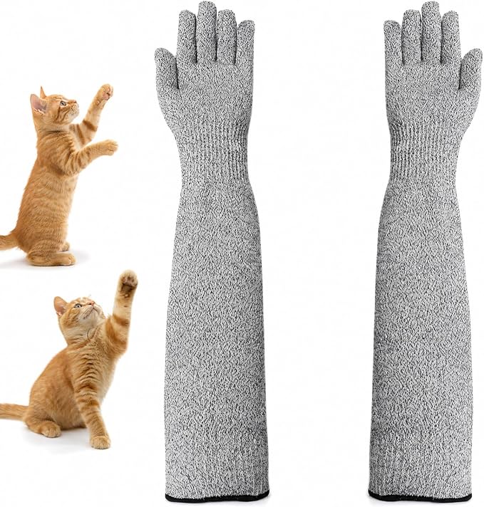 Cat Gloves Bite Proof, Animal Handling Gloves, 15.7” Anti Resistant Scratch Protection Guantes for Bathing Pet Grooming