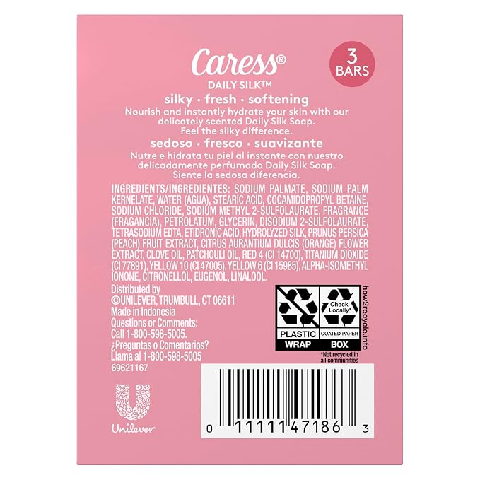 Caress Beauty Bar Soap For Noticeably Silky Soft Skin Daily Silk Extract and Floral Oil Essence 3.15 oz 3 Bars