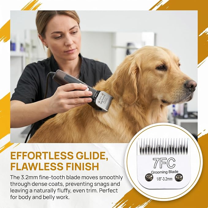 10# 1.5mm and 7FC 3.2mm Clipper Blades Pet Grooming Clipper Replacement Blades Detachable Blade Compatible with andis/wahl/Oster Dog Clippers