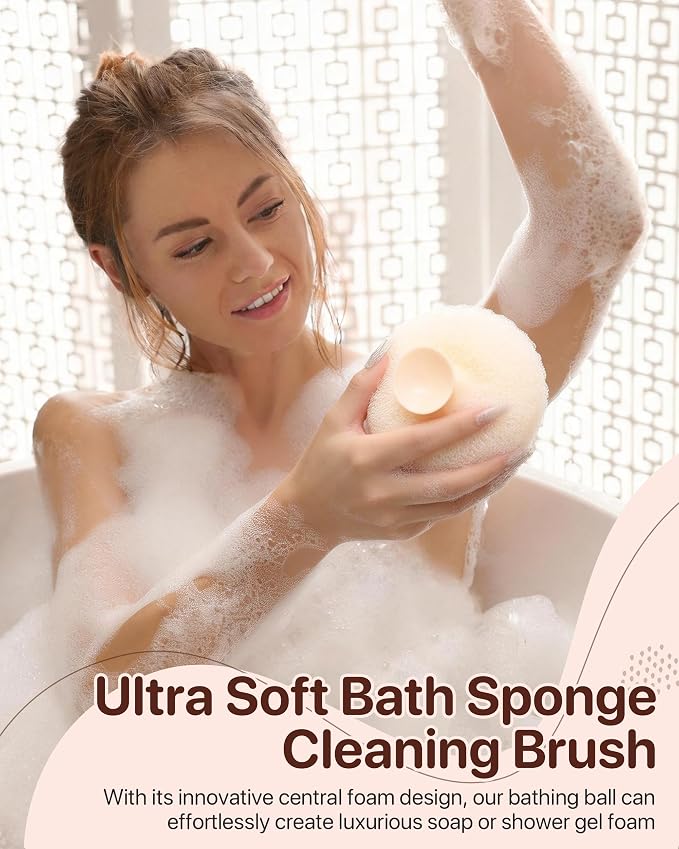 Super Soft Sunflower Suction Cup Bath Sponge loofah, 2026 Upgraded 2-in-1 Sunflower Ball Exfoliating Bath Sponge Cleaning Brush, Mesh Shower Body Sponge Accessories for Women, Men Shower (5 Color)