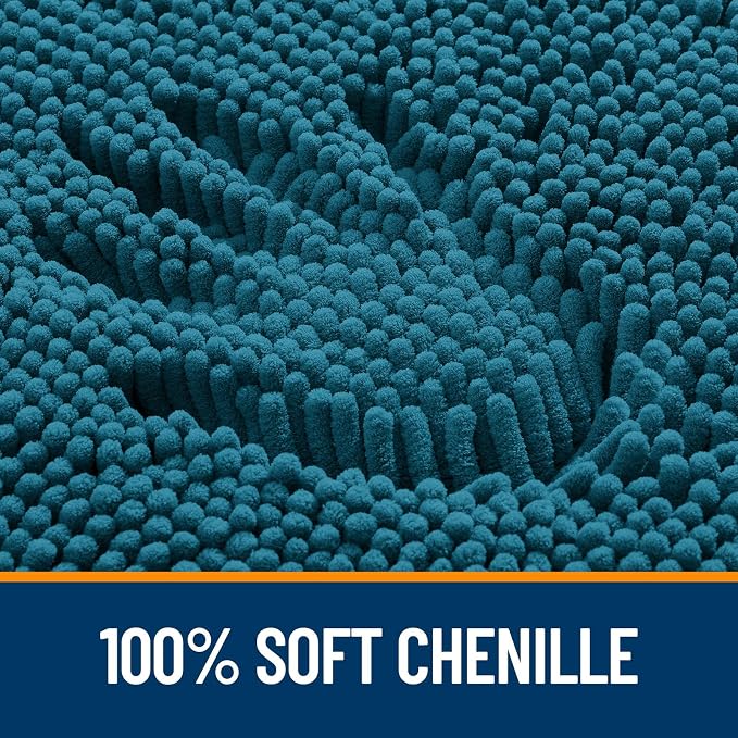 OLANLY Bathroom Runner Rugs 70x24, Soft Absorbent Chenille Bath Rugs, Rubber Backing Quick Dry, Machine Washable Long Bath Mats for Bathroom Floor, Tub and Shower, Home Decor Accessories, Peacock Blue