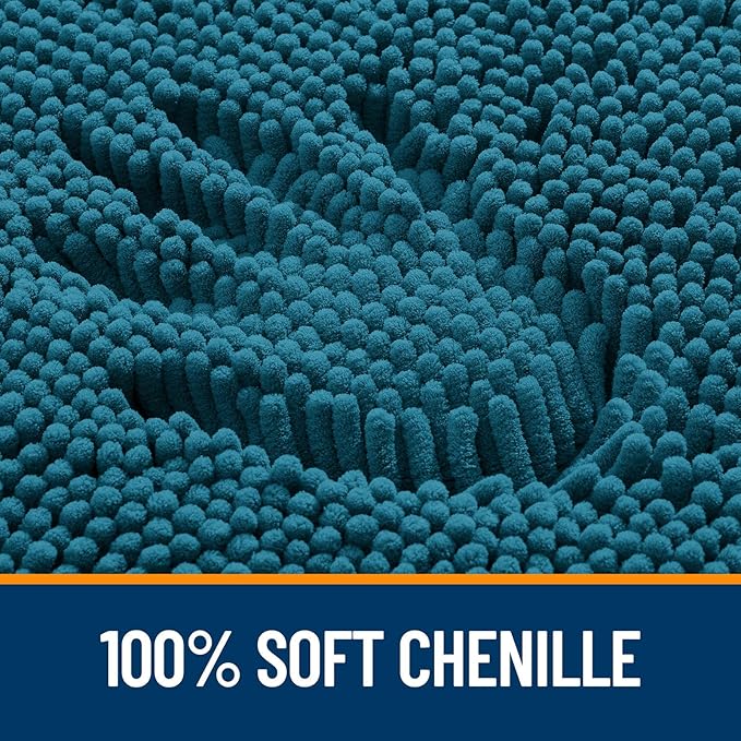 OLANLY Large Bathroom Rugs 40x32, Extra Soft Absorbent Chenille Bath Rugs, Rubber Backing Quick Dry, Machine Washable Bath Mats for Bathroom Floor, Tub and Shower, Home Decor Accessories, Peacock Blue