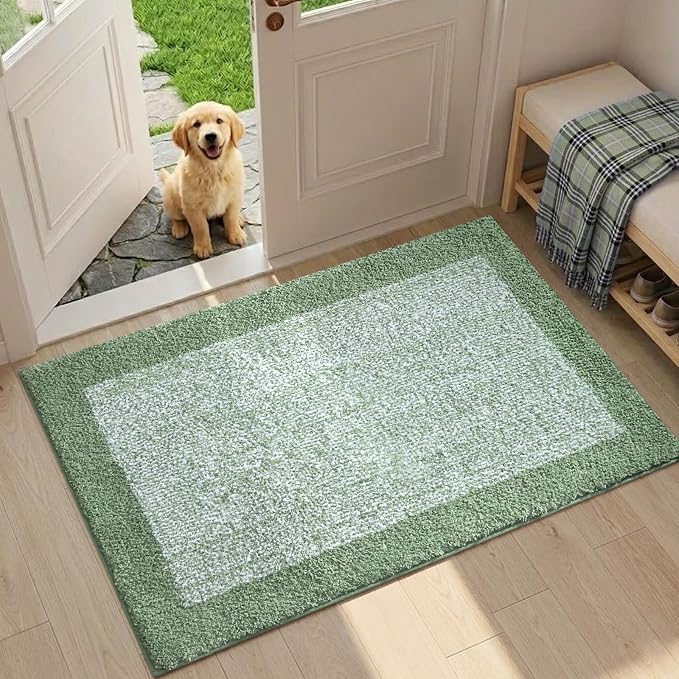 Bathroom Rugs 30x20 Non Slip Washable, Green Bath Mat for Bathroom Floor Tub, Soft Absorbent Quick Dry Mats for Shower, Bathtub,Home Decor