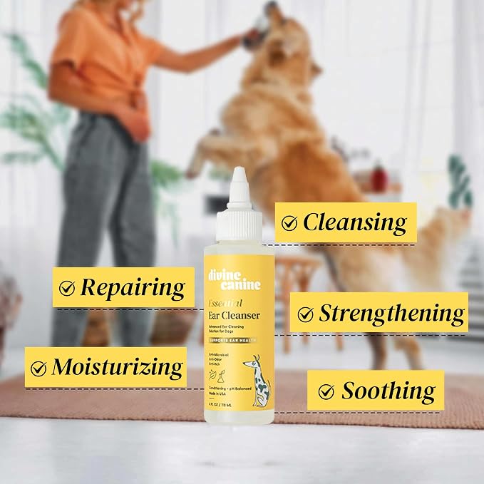 Dog Ear Cleaner - Ear Wash Solution & Wax Drops - 4 Fl Oz