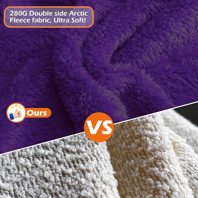 EXPAWLORER Soft Dog Bathrobe with Hood, Super Absorbent & Quick-Drying Dog Towels, Cozy Drying Coat for After Bath,Swimming, Purple M