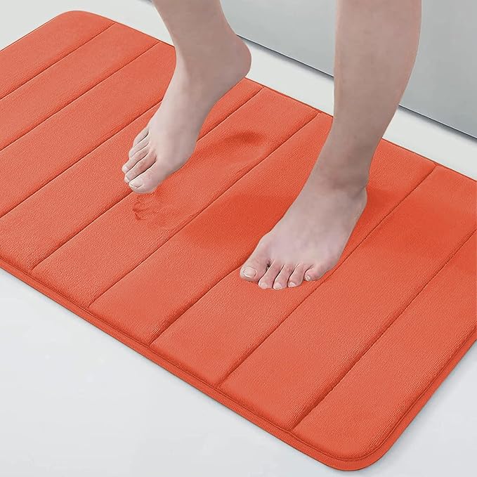 Buganda Memory Foam Bath Mat, 34" x 20", Ultra Soft Bathroom Rugs, Water Absorbent and Machine Washable Bath Rug for Bathroom, Shower, and Tub, Coral