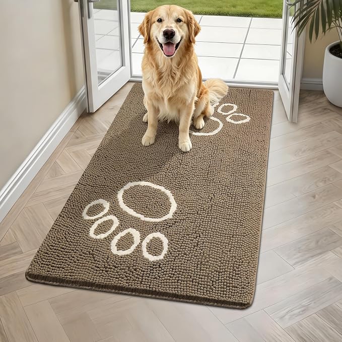 Bcoimo Super Absorbent Dog Door Mat, 48"*30" Anti Slip Mat for Muddy Paws, Pet Rugs for Dirty Paws Washable that Absorbs Moisture and Dirt, for Dog Cage and Pet Resting Carpet