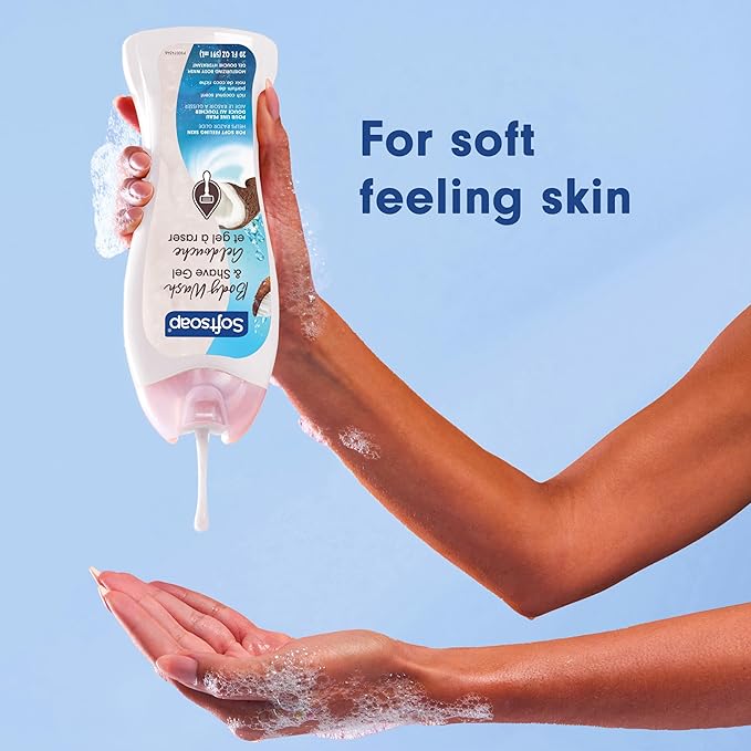Softsoap Moisturizing Body Wash and Shave Gel, For Softer Feeling Skin, Helps Razor Glide, Rich Coconut Scent, 20 fl oz