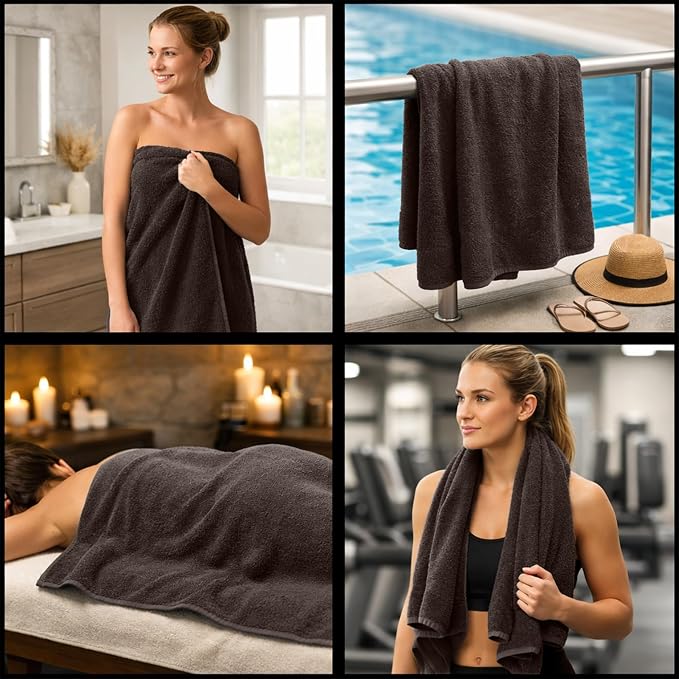 RIVERSIDE Pack of 1 Jumbo Bath Sheet 40 x 80 Inches - Extra Large Bath Towel, Super Soft & Highly Absorbent, 100% Cotton Quick Dry, Perfect to Wrap Yourself in - Brown