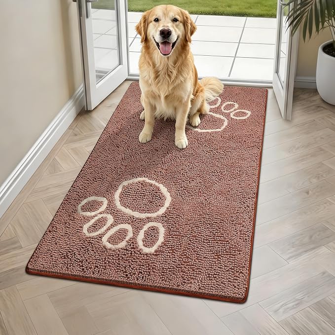 Bcoimo Super Absorbent Dog Door Mat, 48"*30" Anti Slip Mat for Muddy Paws, Pet Rugs for Dirty Paws Washable that Absorbs Moisture and Dirt, for Dog Cage and Pet Resting Carpet