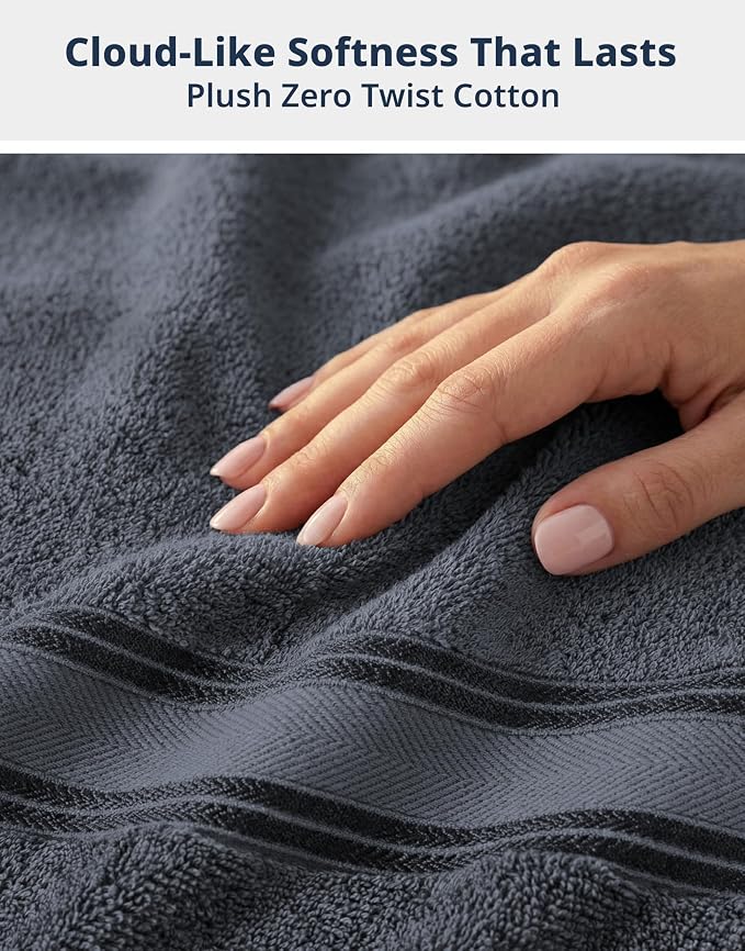 LANE LINEN 100% Cotton Bath Sheets - Exclusive Zero Twist Technology - 4 Pack (35"x66") Large Bath Towels Set - Ultra Soft, Fade Resistant & Quick Drying - Holds well after Multiple Washes - Cool Gery