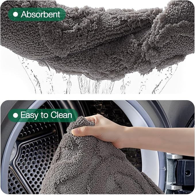 LUMI Bathroom Rugs Non Slip Rubber Backing, Ultra Soft Microfiber Bath Mat Machine Washable, Elegant Floral Bath Rugs for Shower Floor, Bathtub, Sink, 17x30, Grey