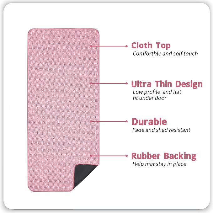 Bosap Bath Mat,Ultra Thin Bathroom Runner Rugs,Large Bath Mats for Bathroom,Quick Dry,Non-Slip,Machine Washable,Low Pile,Bath Rug,Shower Outside,Sink,Home Decor Accessories.Pink,1'5"x4'11"（17x59inch）