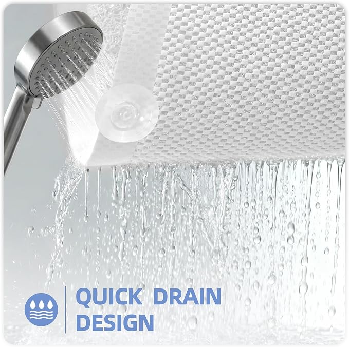 Upgraded Anti Slip Shower Mat for Inside Shower,Non Slip Bathtub Mat with Suction Cups,Shower Floor Mat,Scrubber Mats,Easy to Clean,Quick Dry,Easy Drainage,Loofah Bath Mat for Tub,White,16''x24''