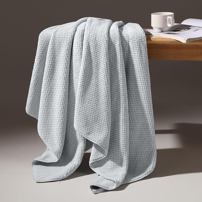 REDKISS 6 Piece Premium Towel Set, 2 Bath, 2 Hand, and 4 Wash Cloths, Ultra-Fiber Coral Fleece, Highly Absorbent Towels for Bathroom, Gym, Hotel, and Spa, Ideal for Everyday use, Light Grey