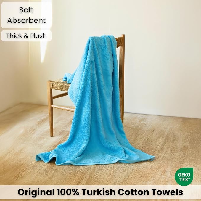 SALBAKOS Luxury 100% Turkish Cotton 40x80 in Extra Large Beach & Bath Towels | Oversized Bath Sheets | Premium Hotel Quality Thick Soft Absorbent Turkish Towel (Pack of 1, Aqua, Jumbo Bath Sheet)