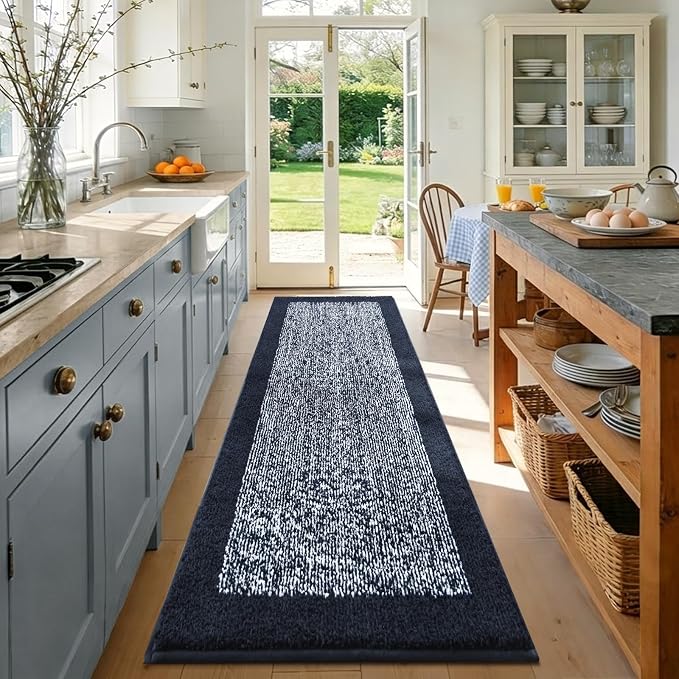 80x24 Large Bathroom Rugs Washable Non Slip, Bath Mat for Bathroom Floor Tub, Soft Absorbent Quick Dry Mats for Shower, Bathtub,Home Decor(Dark Blue)