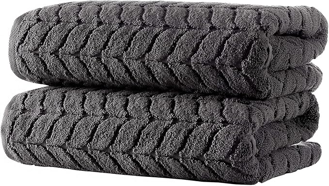 BAGNO MILANO Turkish Cotton Bath Towels, Hand Towels - Soft Plush Jacquard Collection Luxury Towels Set (Charcoal, Bath Sheet 35x70)