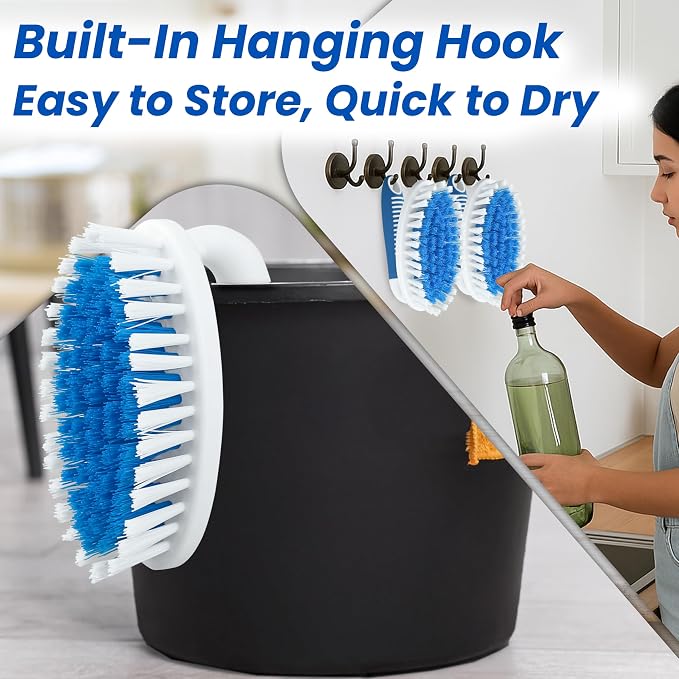 Scrub Brush, 2 Size Household Cleaning Brushes with Stiff Bristles, Scrubbing Brush for Carpet, Shower, Bathtub, Kitchen, Pool Tile, Bathroom Scrubber