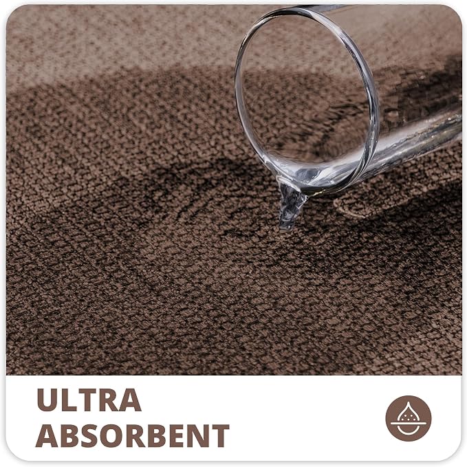 Bosap Bathroom Rugs Set 2 Pieces,Thin Bathroom Mats,Toilet Rugs,Quick Dry,Non-Slip,Machine Washable,Low Pile,Absorbent Bath Mats,Shower,Sink,Home Decor Accessories.Brown,1'5"x2'3"+1'8"x2" U Shape