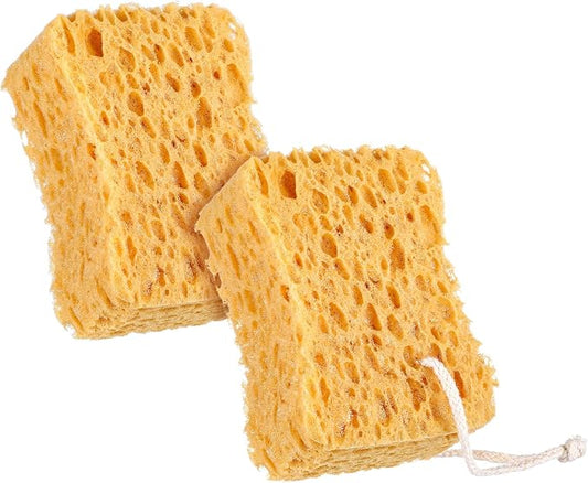 2PCS Bath Sponge, Larger Shower Sponges Natural Sponge Ultra Soft Exfoliating Shower Sponges Honeycomb Dense Foam for Women Men Sensitive Dry Skin