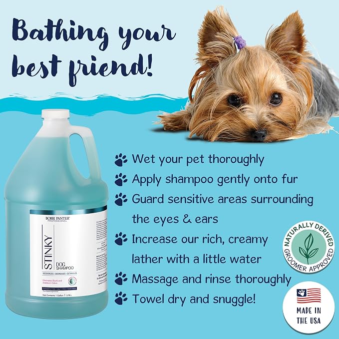 Bobbi Panter Moisture & Shine Dog Shampoo Argan Oil, Chamomile & Peppermint – Deep Nourishing Natural Formula for Soft, Shiny Coat, Tear-Free, 20:1 Concentrate, Made in USA, 1 Gallon