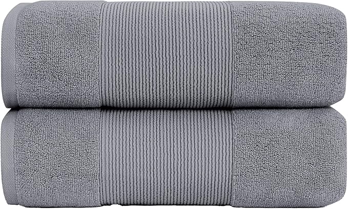 Modern Threads - Air Cloud 2-Pack 100% Zero-Twist Cotton Bath Sheet Set - Super Absorbent & Quick Dry - 500 GSM - Soft & Plush, Charcoal