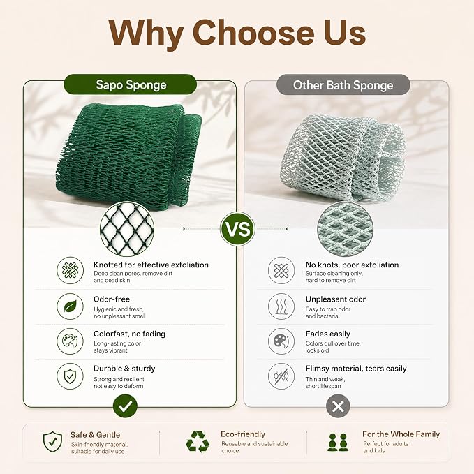 African Net Sponge for Shower, 2PCS Exfoliating Shower Sponge with Waterproof Travel Bag, Quick-Drying African Wash Cloth for Deep Cleansing & Smooth Skin (Mint Green & Forest Green)