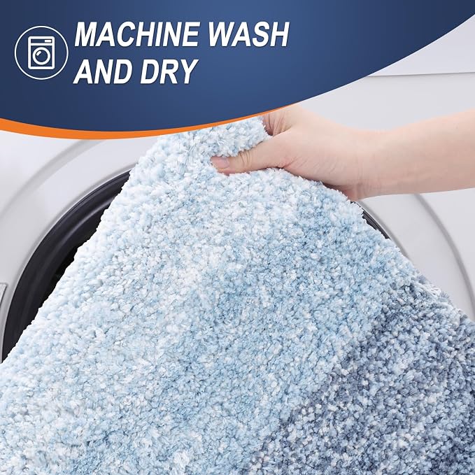 OLANLY Large Bathroom Rugs Mat 40x24, Extra Soft Absorbent Microfiber Bath Rugs, Rubber Backing, Quick Dry, Machine Washable Bath Mats for Bathroom Floor, Tub and Shower, Home Decor Accessories, Blue
