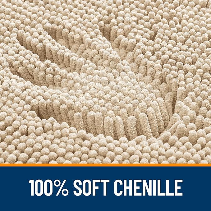 OLANLY Large Bathroom Rugs 70x46, Extra Soft Absorbent Chenille Bath Rugs, Rubber Backing Quick Dry, Machine Washable Bath Mats for Bathroom Floor, Tub and Shower, Home Decor Accessories, Beige