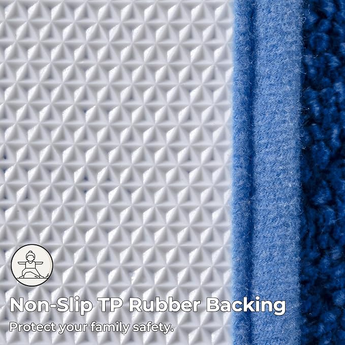 GRANNY SAYS Blue Bathroom Rugs Non Slip, 24" x 48", Large Bathroom Rugs Washable, Bath Rugs for Bath, Absorbent Bath Mats for Floor, Absorbent Shower Rug, Microfiber Bath Mat for Tub