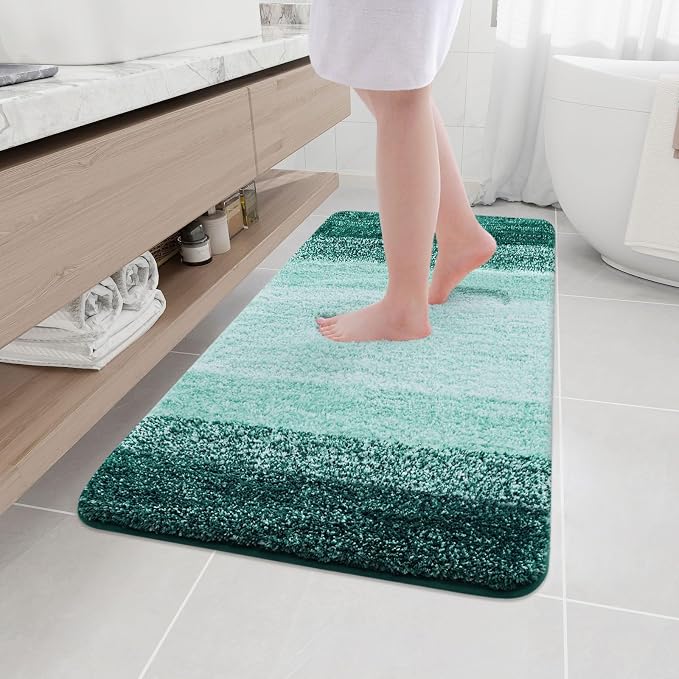 Arotive Microfiber Bathroom Rugs, Shaggy Soft and Absorbent Bath Rug, Thick Plush Machine Washable Dry Bath Mats for Bathroom, Tub and Shower, 45x27, Dark Green, Rectangular