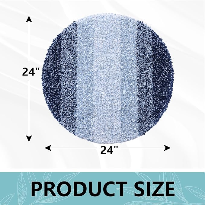 Arotive Microfiber Bathroom Rugs, Shaggy Soft and Absorbent Bath Rug, Thick Plush Machine Washable Dry Bath Mats for Bathroom, Tub and Shower, 24x24, Dark Blue, Round