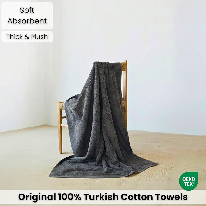 SALBAKOS Luxury 100% Turkish Cotton Bath Sheets 40x80 in Oversized Extra Large Bath Towels | Premium Hotel Quality Thick Soft Absorbent Turkish Towel for Spa Beach (Pack of 1, Gray, Jumbo Bath Sheet)