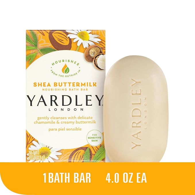 Yardley London Shea Buttermilk Sensitive Skin Naturally Moisturizing Bath Bar, 4.25 ounce