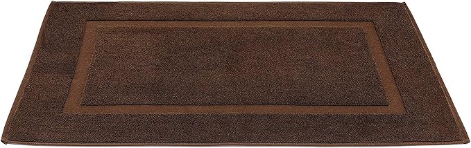 100% Cotton Bath Mats for Bathroom Floor Set of 2 Pack, 20x34 Soft Absorbent Washable Quick Dry Tub Bathmat, Brown
