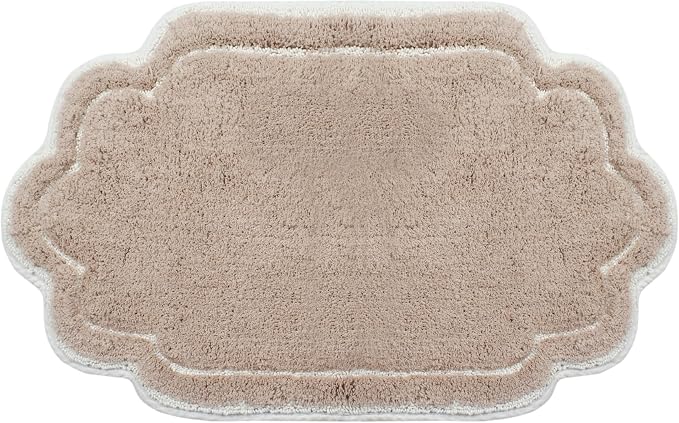 Home Weavers Allure Collection 100% Cotton Tufted Bathroom Rug, Soft and Absorbent Bath Rugs, Non-Slip Bath Carpet, Machine Wash Dry Bath Mats for Bathroom Floor, 24"x40" Bath Rug, Linen